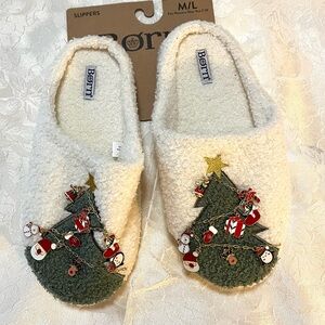 Børn Ladies Holiday Slippers with Christmas Charm Design, Size M/L